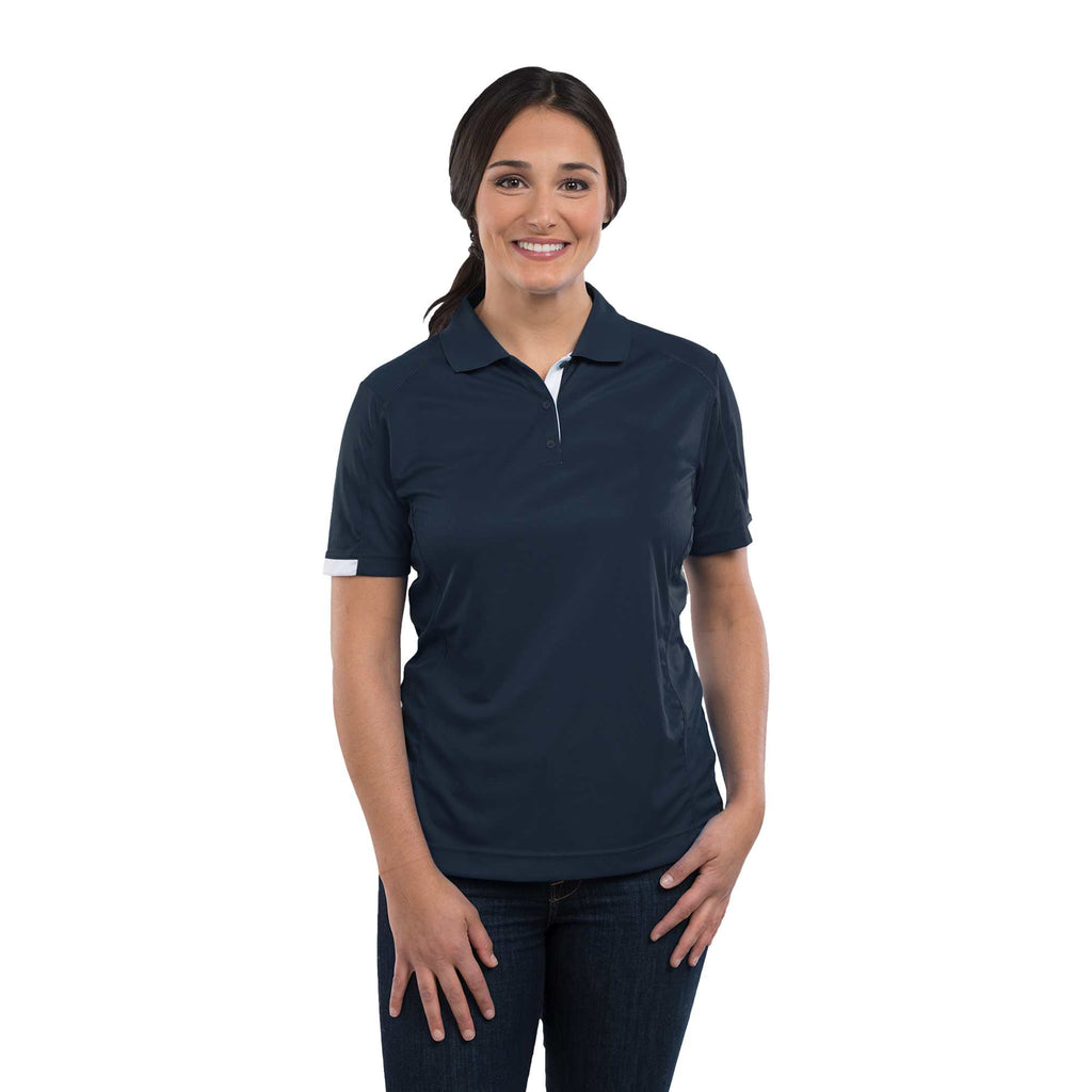 Kiso Two-Tone Performance Polo for Women Debossing - Navy/White - On Model