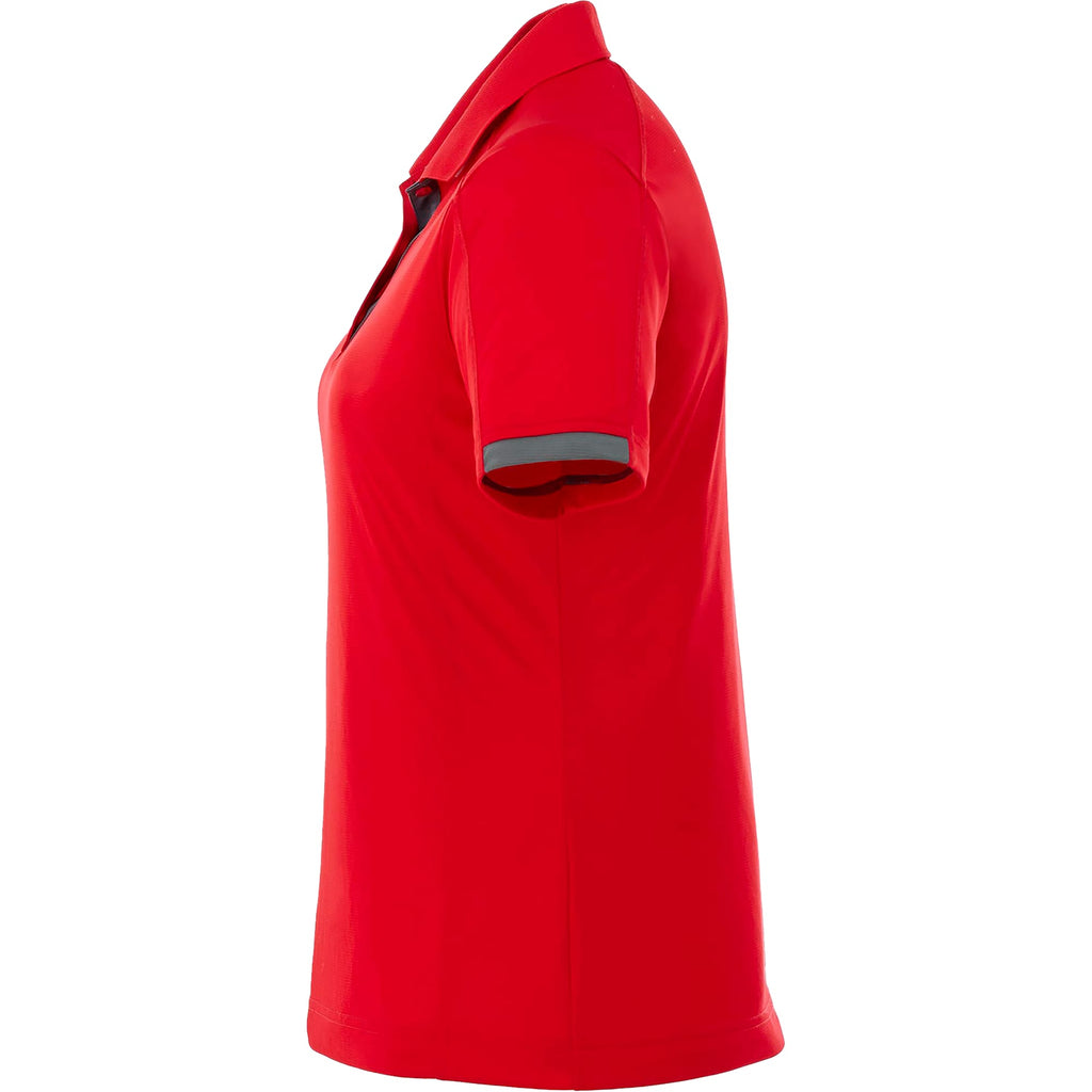 Kiso Two-Tone Performance Polo for Women Debossing - Red/Steel Grey - Left Side