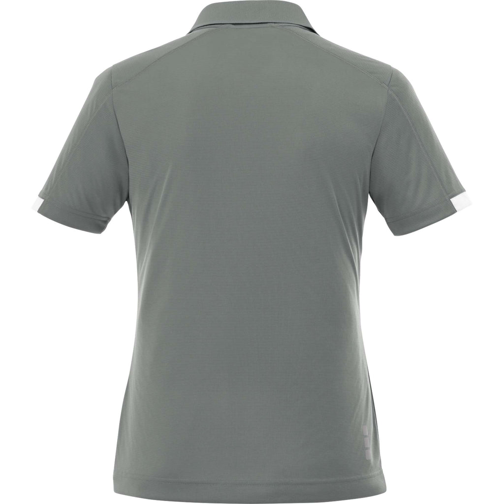 Kiso Two-Tone Performance Polo for Women Debossing - Steel Grey/White - Back Flat
