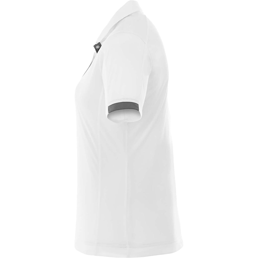 Kiso Two-Tone Performance Polo for Women Debossing - White/Steel Grey - Left Side