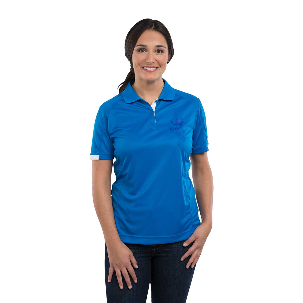 Kiso Two-Tone Performance Polo for Women Transfer - Olympic Blue/White - Flat 2