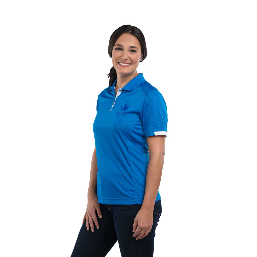 Kiso Two-Tone Performance Polo for Women Transfer - Olympic Blue/White - Flat