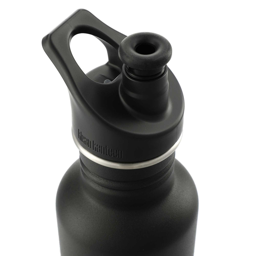Klean Kanteen Eco Classic Bottle with Sport Cap, 27 oz Laser Engraving - Black - Right Angle 2