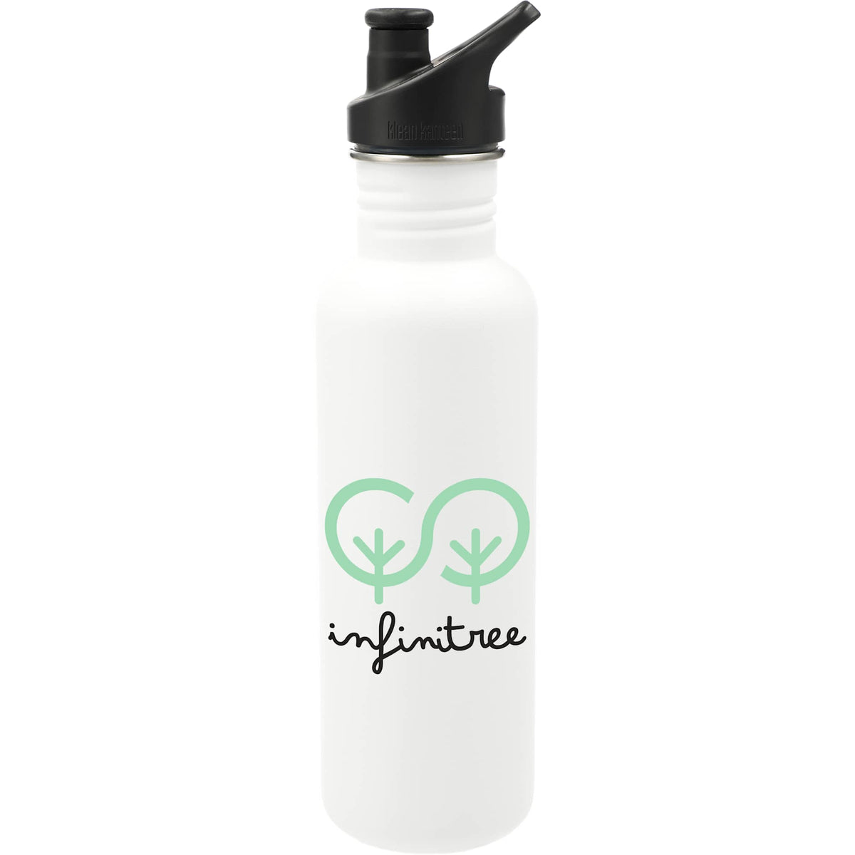 Klean Kanteen Eco Classic Bottle with Sport Cap, 27 oz Laser Engraving - White - Back