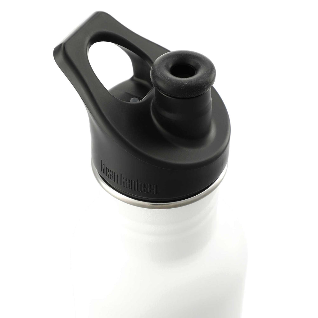 Klean Kanteen Eco Classic Bottle with Sport Cap, 27 oz Laser Engraving - White - Right Angle