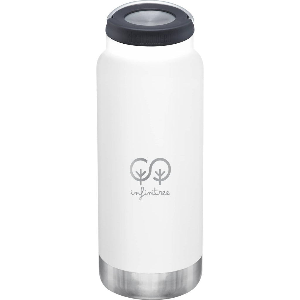 Klean Kanteen Eco TKWide with Loop Cap, 32 oz Laser Engraving - White - Front 2