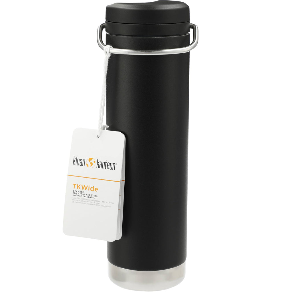 Klean Kanteen Eco TKWide with Straw Twist Cap, 20 oz - Black - Front 2