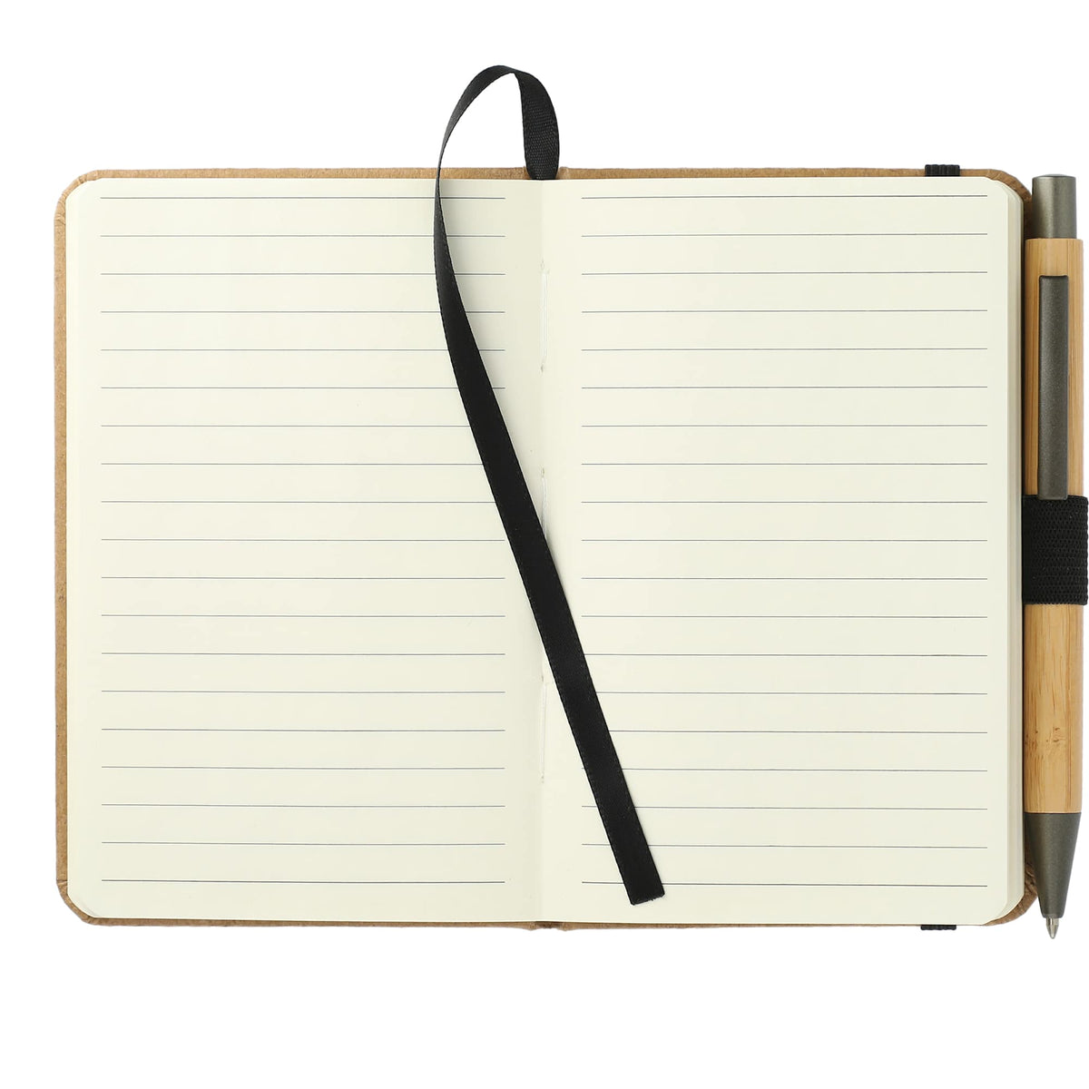Kraft Pocket Journal and Bamboo Gel Pen Set, 3.5 x 5.5 Inches Debossing - Natural - Front