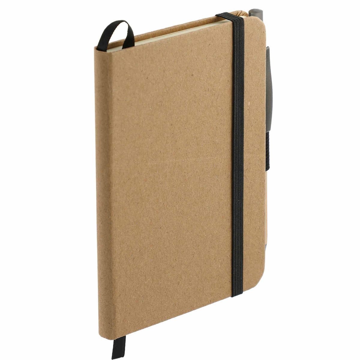 Kraft Pocket Journal and Bamboo Gel Pen Set, 3.5 x 5.5 Inches Debossing - Natural - Right Angle 2