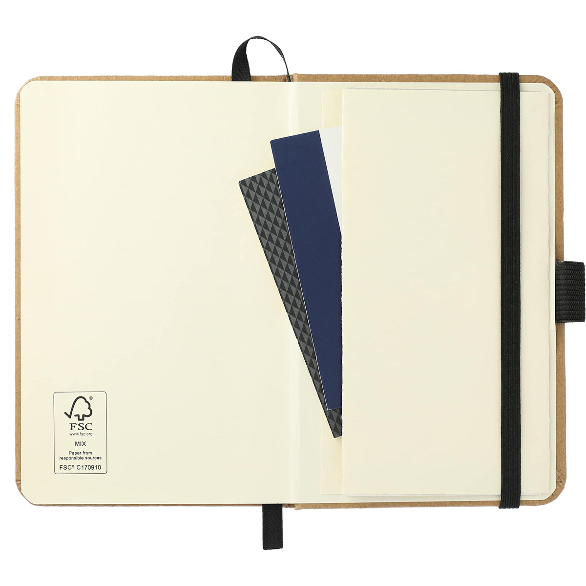 Kraft Pocket Journal with Pen Loop, 3.5 x 5.5 Inches Debossing - Natural - Front 3