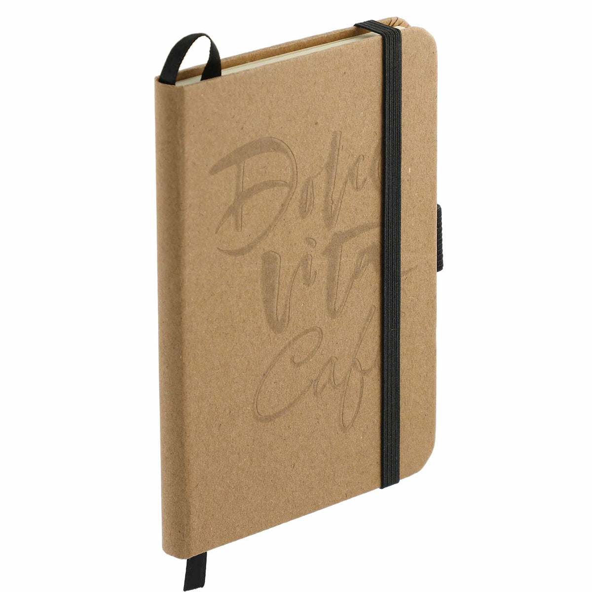 Kraft Pocket Journal with Pen Loop, 3.5 x 5.5 Inches Debossing - Natural - Right Angle