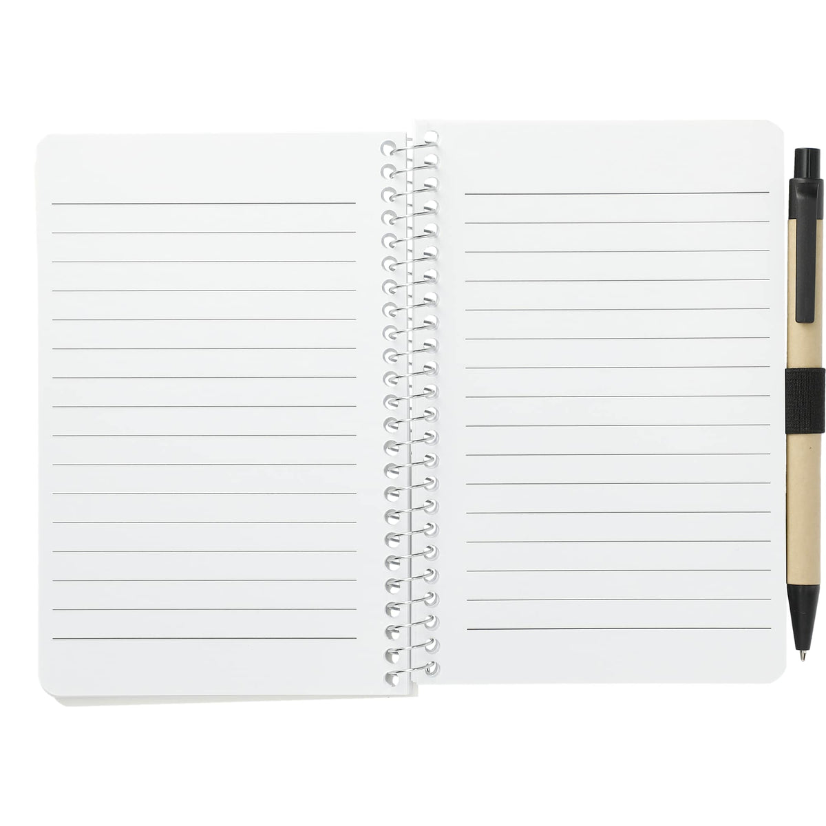 Kraft Pocket Spiral Notebook with Pen, 4 x 6 Inches - Black - Front 2