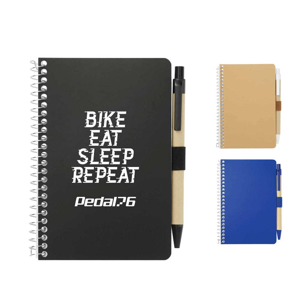 Kraft Pocket Spiral Notebook with Pen, 4 x 6 Inches - Black - Front Group