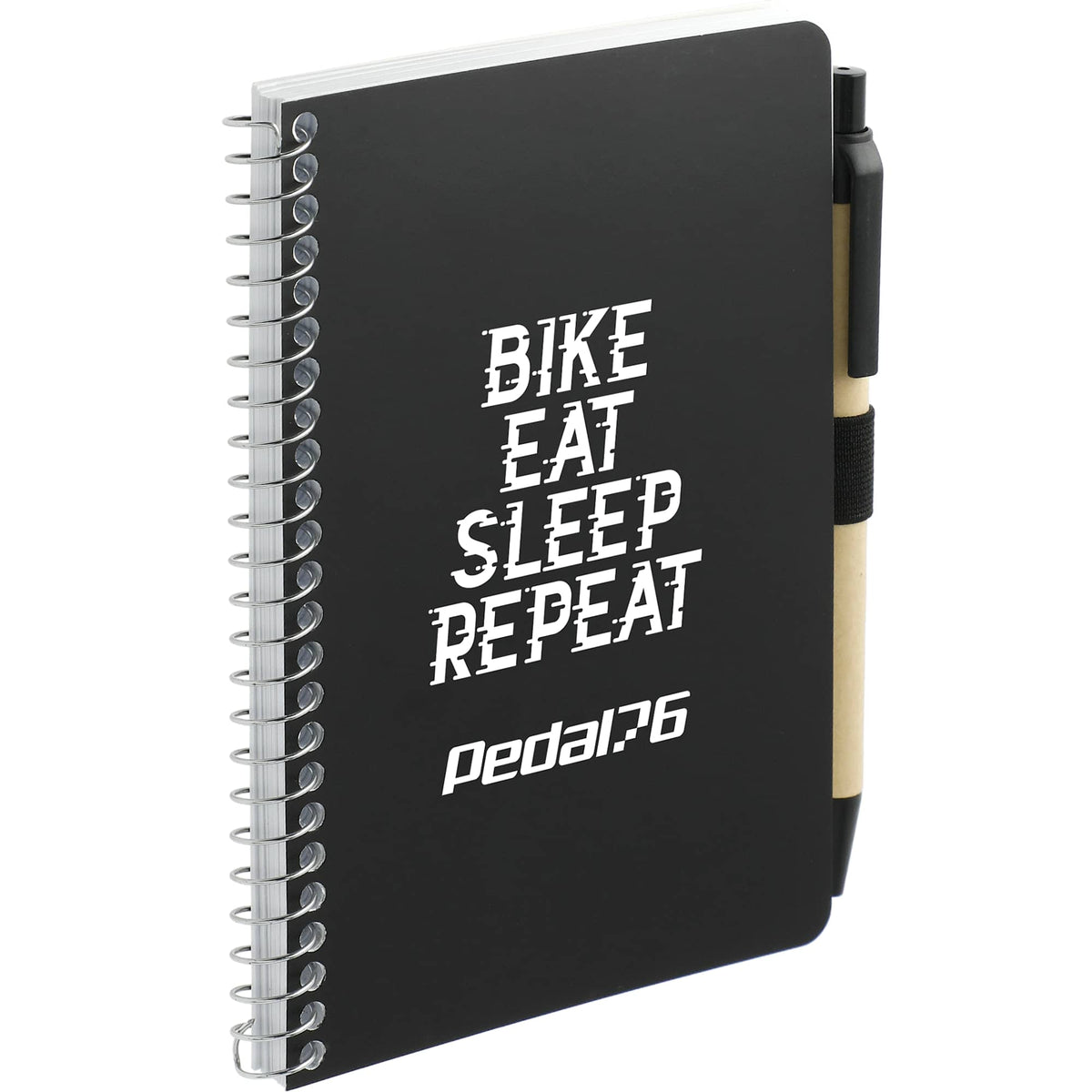 Kraft Pocket Spiral Notebook with Pen, 4 x 6 Inches - Black - Right Angle
