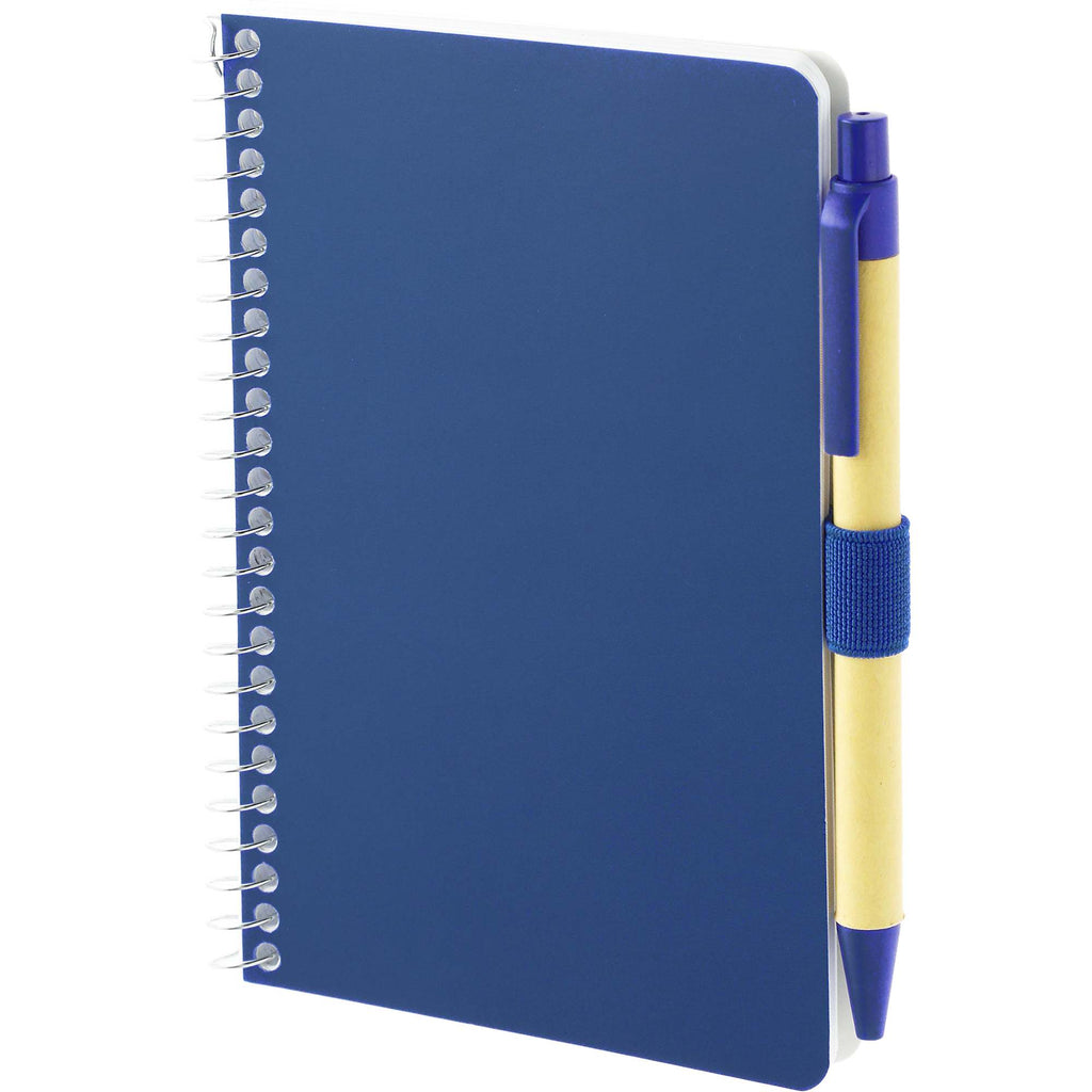 Kraft Pocket Spiral Notebook with Pen, 4 x 6 Inches - Blue - Left Angle 2