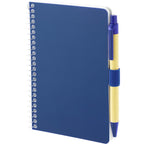 Kraft Pocket Spiral Notebook with Pen, 4 x 6 Inches - Blue - Left Angle 2