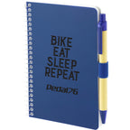 Kraft Pocket Spiral Notebook with Pen, 4 x 6 Inches - Blue - Left Angle