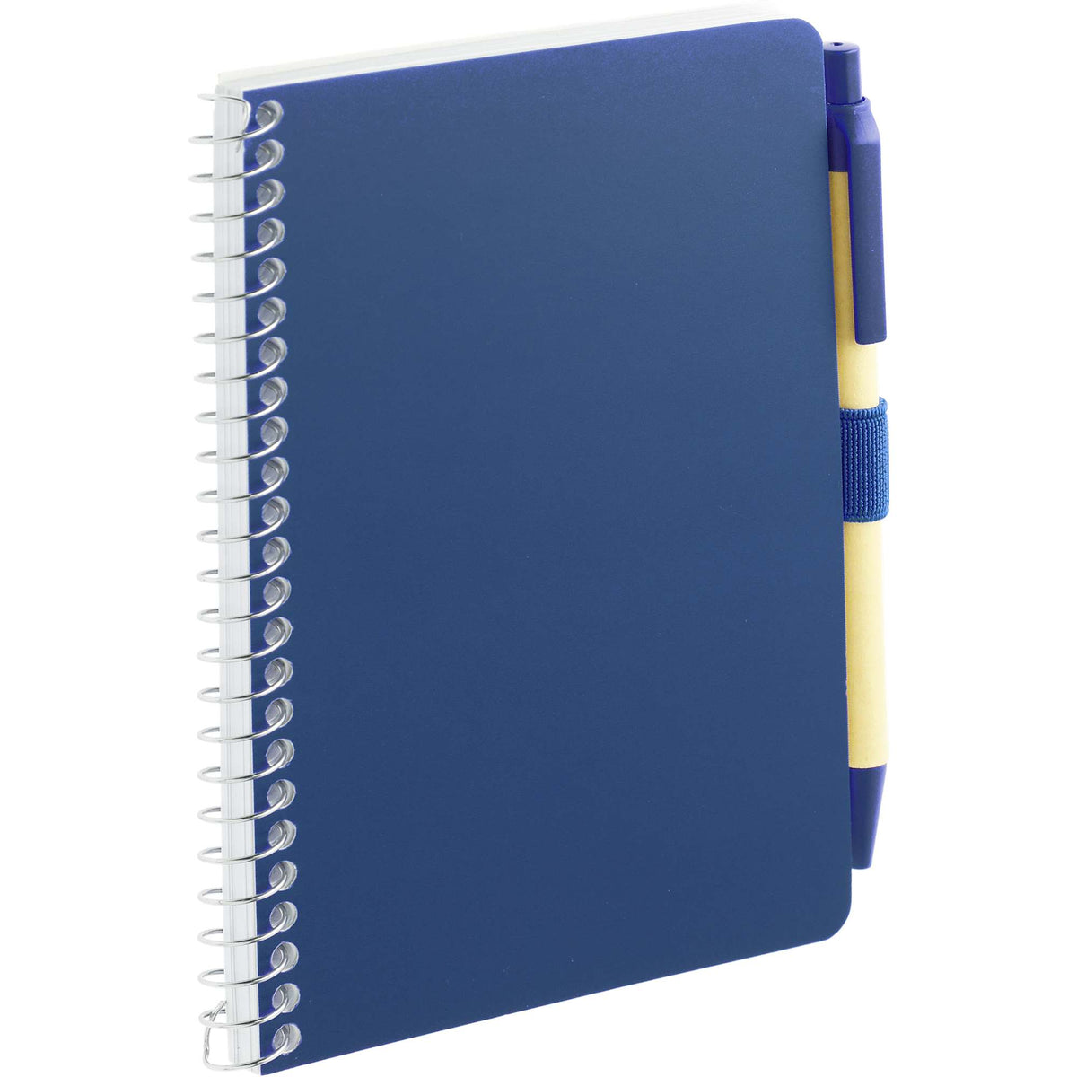 Kraft Pocket Spiral Notebook with Pen, 4 x 6 Inches - Blue - Right Angle 2