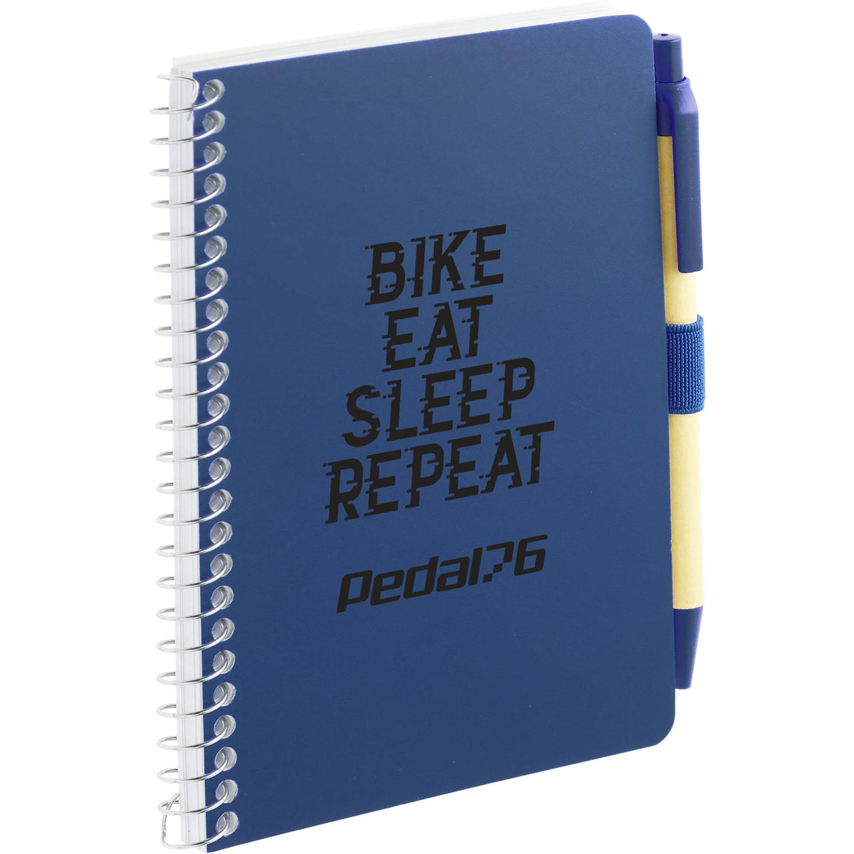 Kraft Pocket Spiral Notebook with Pen, 4 x 6 Inches - Blue - Right Angle