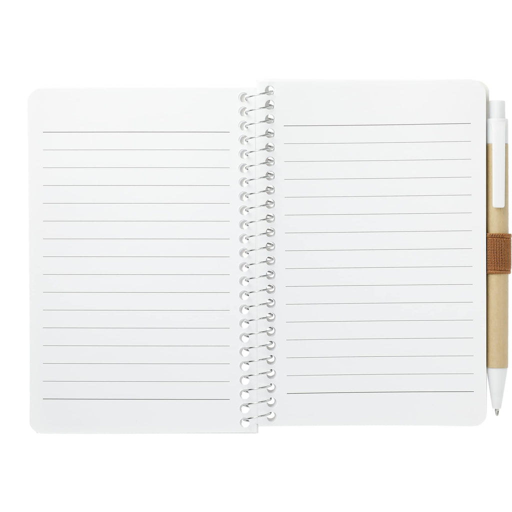 Kraft Pocket Spiral Notebook with Pen, 4 x 6 Inches - Natural - Front 2