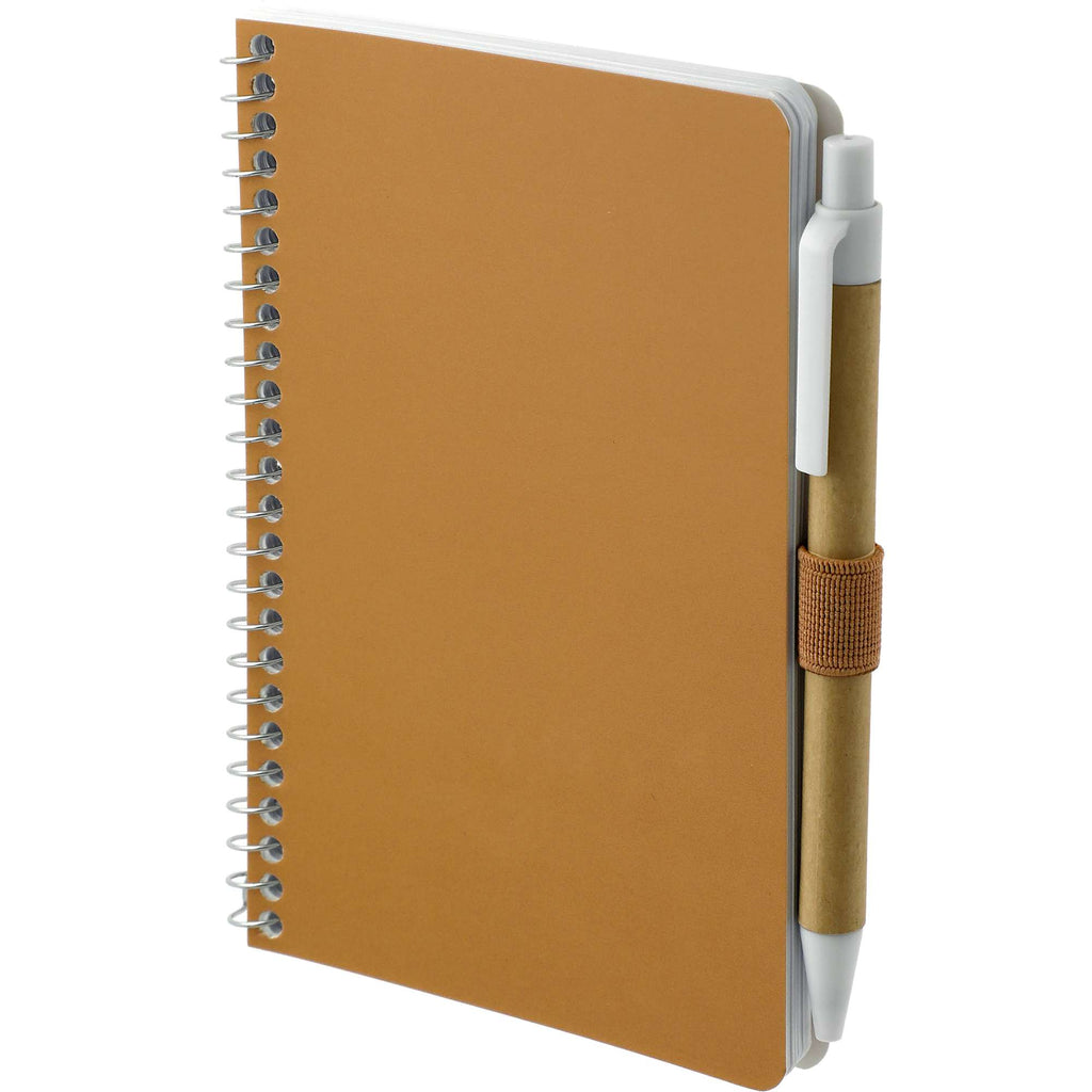 Kraft Pocket Spiral Notebook with Pen, 4 x 6 Inches - Natural - Left Angle 2