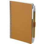 Kraft Pocket Spiral Notebook with Pen, 4 x 6 Inches - Natural - Left Angle 2