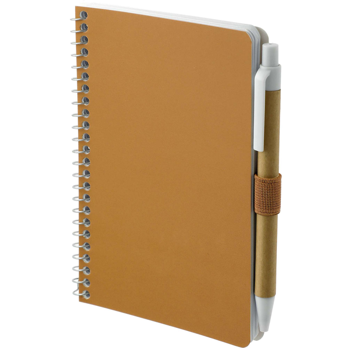 Kraft Pocket Spiral Notebook with Pen, 4 x 6 Inches - Natural - Left Angle 2