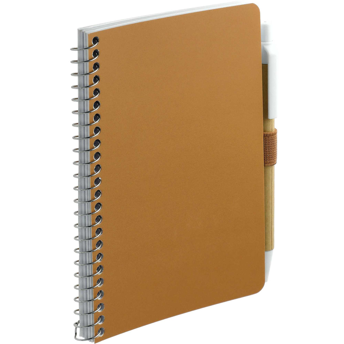 Kraft Pocket Spiral Notebook with Pen, 4 x 6 Inches - Natural - Right Angle 2