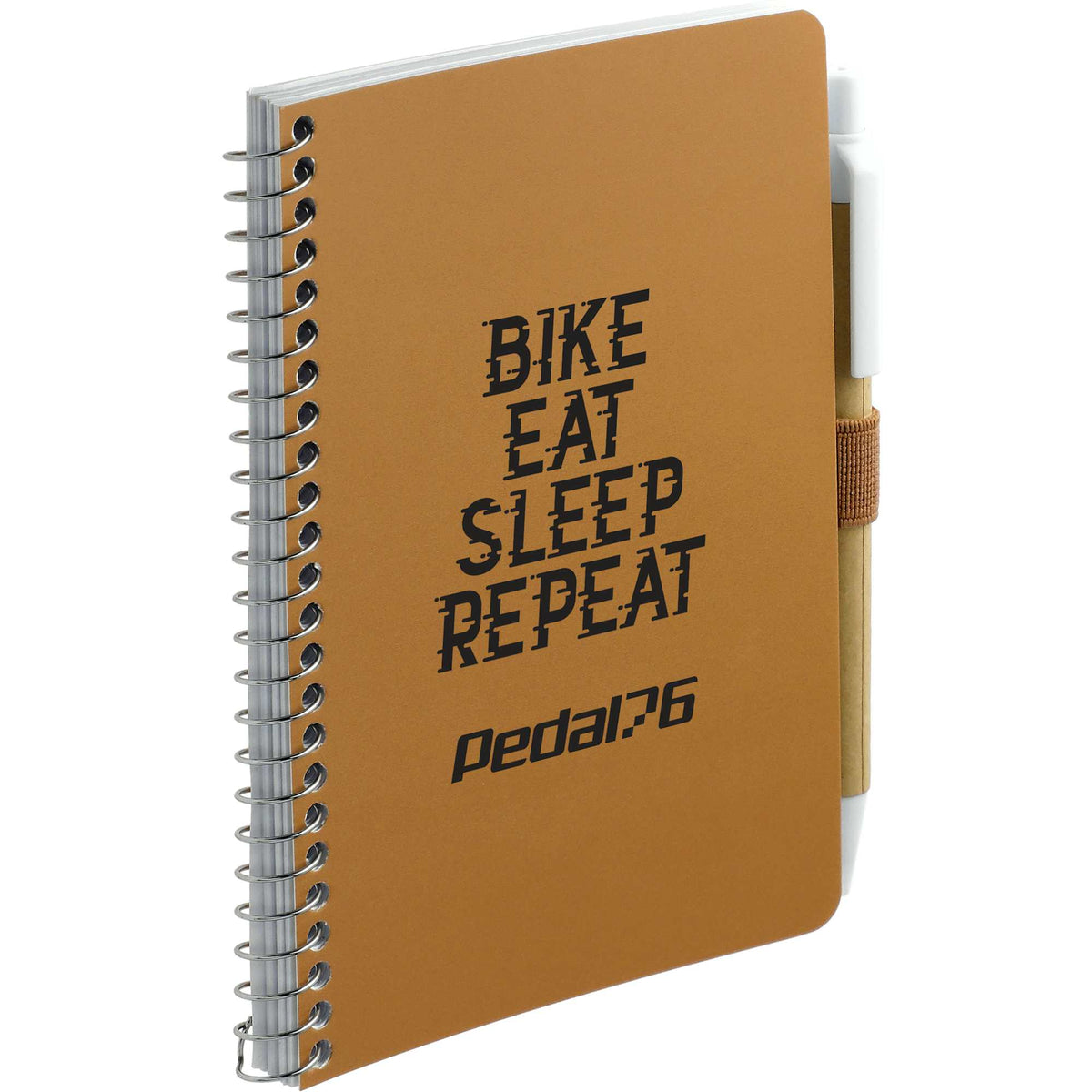 Kraft Pocket Spiral Notebook with Pen, 4 x 6 Inches - Natural - Right Angle