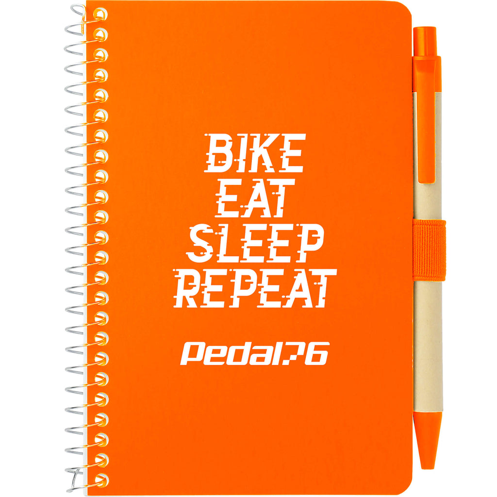 Kraft Pocket Spiral Notebook with Pen, 4 x 6 Inches - Orange - Front