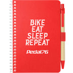Kraft Pocket Spiral Notebook with Pen, 4 x 6 Inches - Red - Front