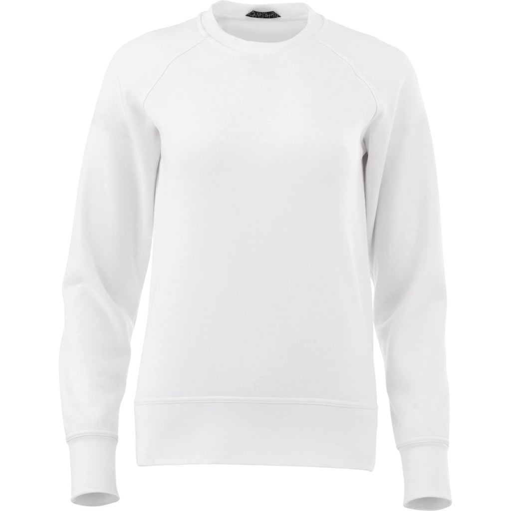 Kruger Fleece Crewneck Sweatshirt for Women Embroidery - White - Front Flat