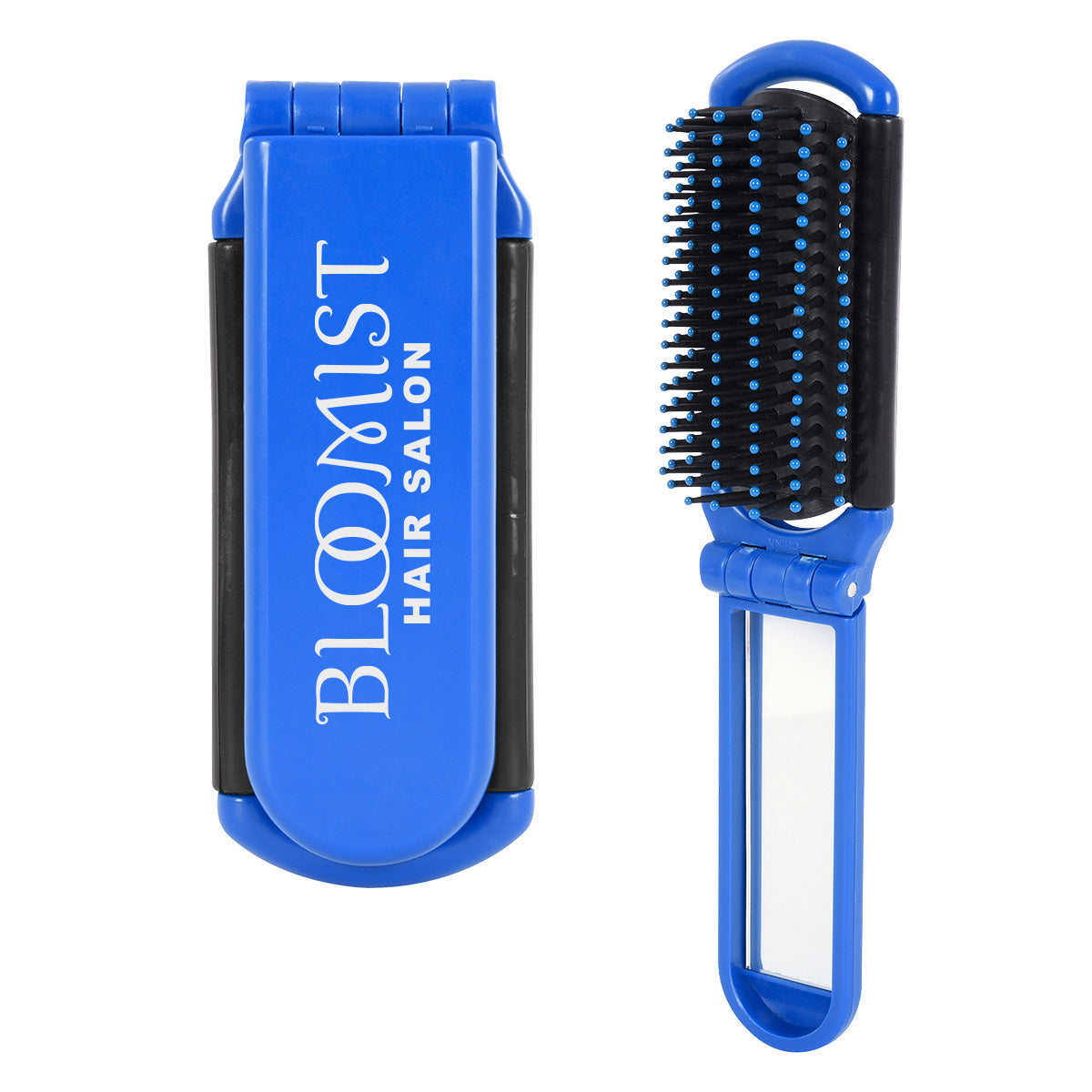 Kwik-Fix Brush and Mirror, Folding - Blue - Silk Screen