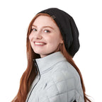 Kyes Eco Winter Snood with Microfleece Lining Embroidery - Black - Left Side On Model 4