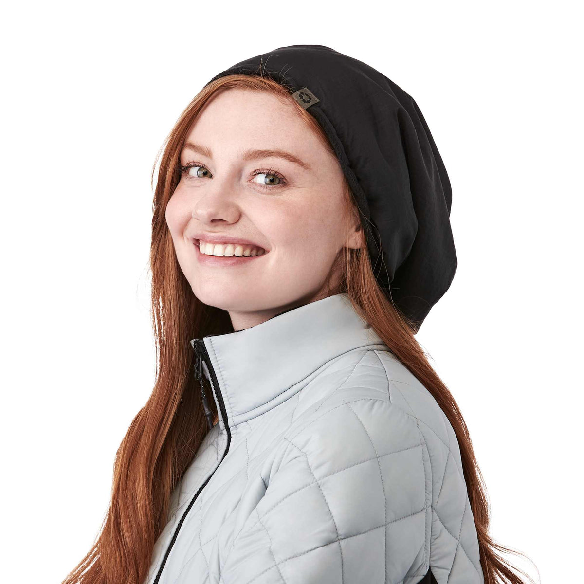 Kyes Eco Winter Snood with Microfleece Lining Embroidery - Black - Left Side On Model 4