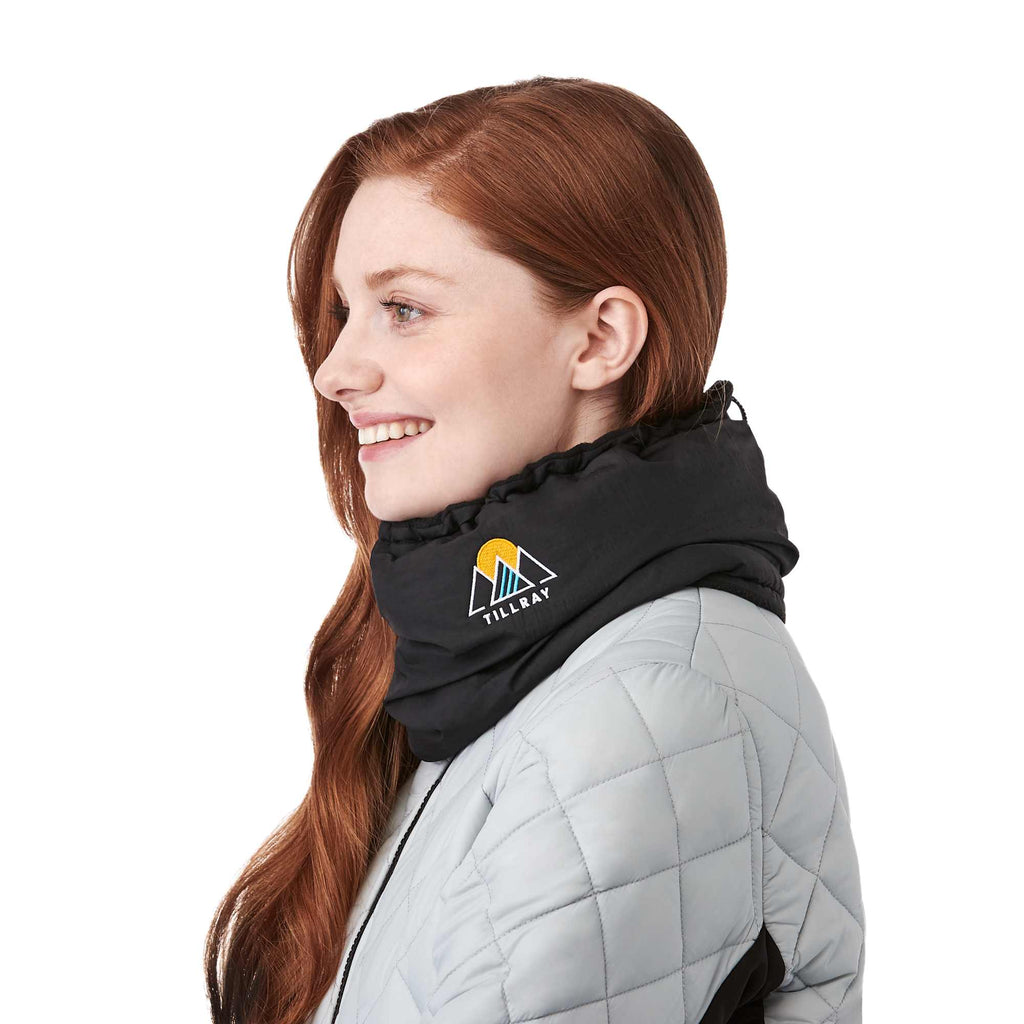 Kyes Eco Winter Snood with Microfleece Lining Embroidery - Black - Left Side On Model