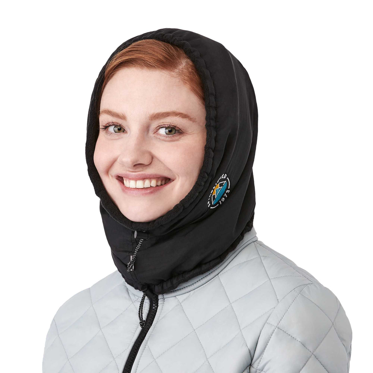 Kyes Eco Winter Snood with Microfleece Lining Embroidery - Black - Right Angle On Model 3