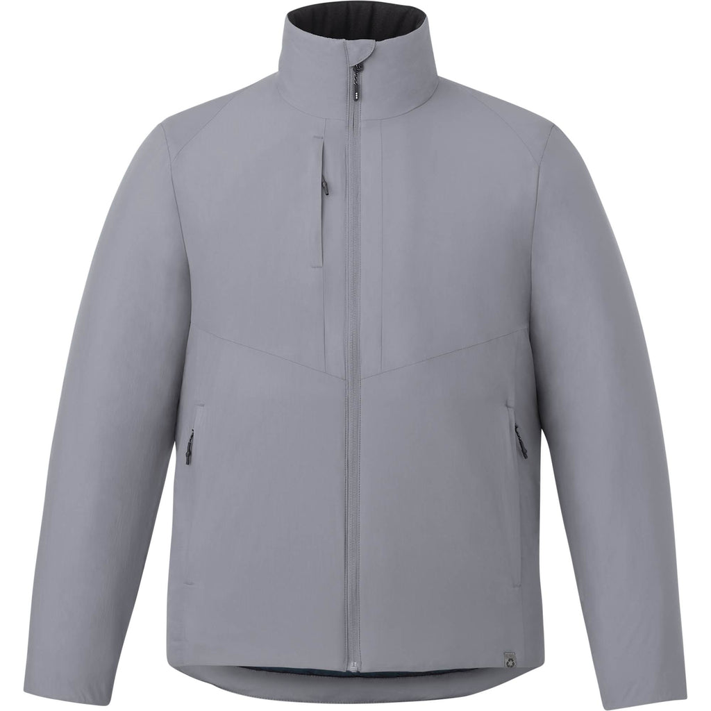 Kyes Packable Insulated Jacket in Recycled Nylon for Men Embroidery - Steel Grey - Front 2
