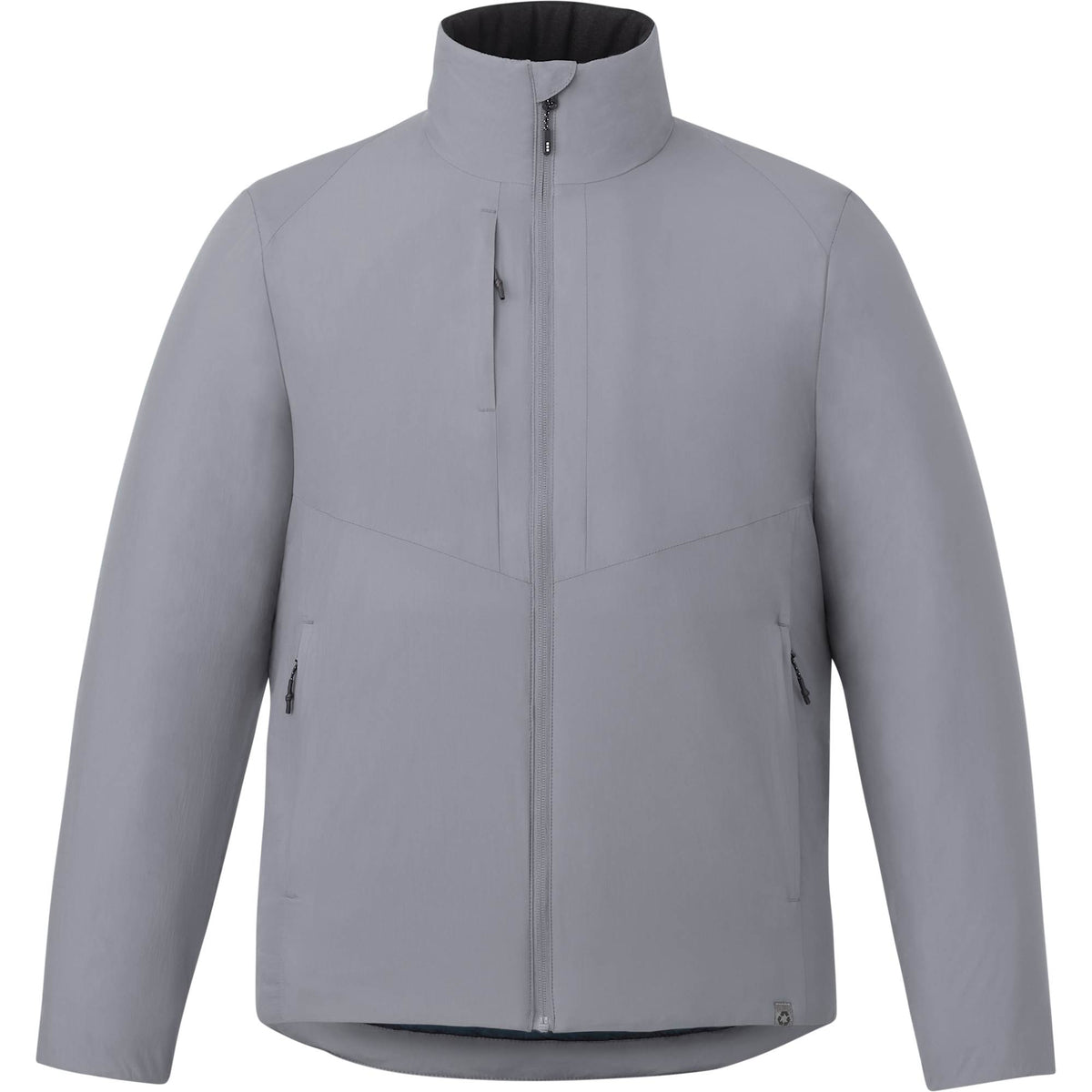 Kyes Packable Insulated Jacket in Recycled Nylon for Men Embroidery - Steel Grey - Front 2