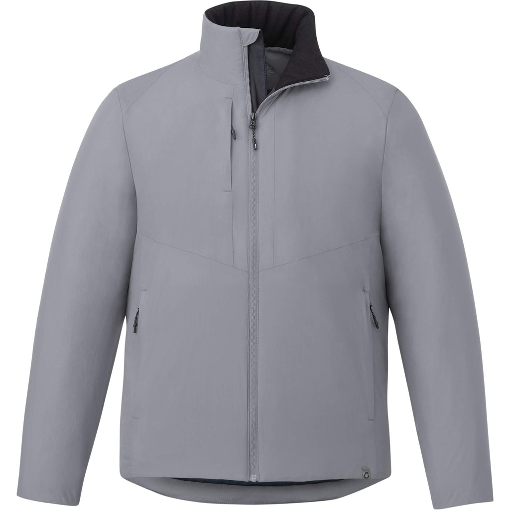 Kyes Packable Insulated Jacket in Recycled Nylon for Men Embroidery - Steel Grey - Front