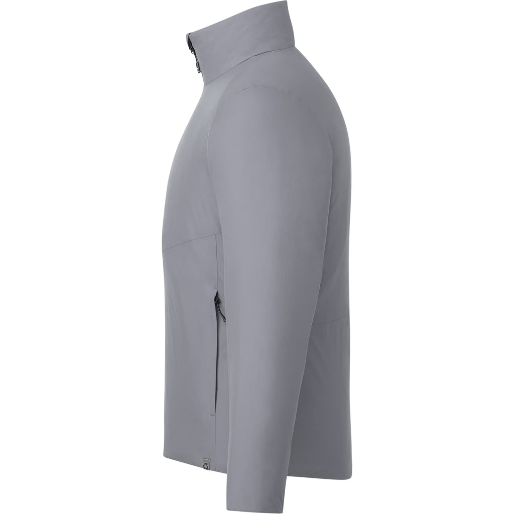 Kyes Packable Insulated Jacket in Recycled Nylon for Men Embroidery - Steel Grey - Left Side