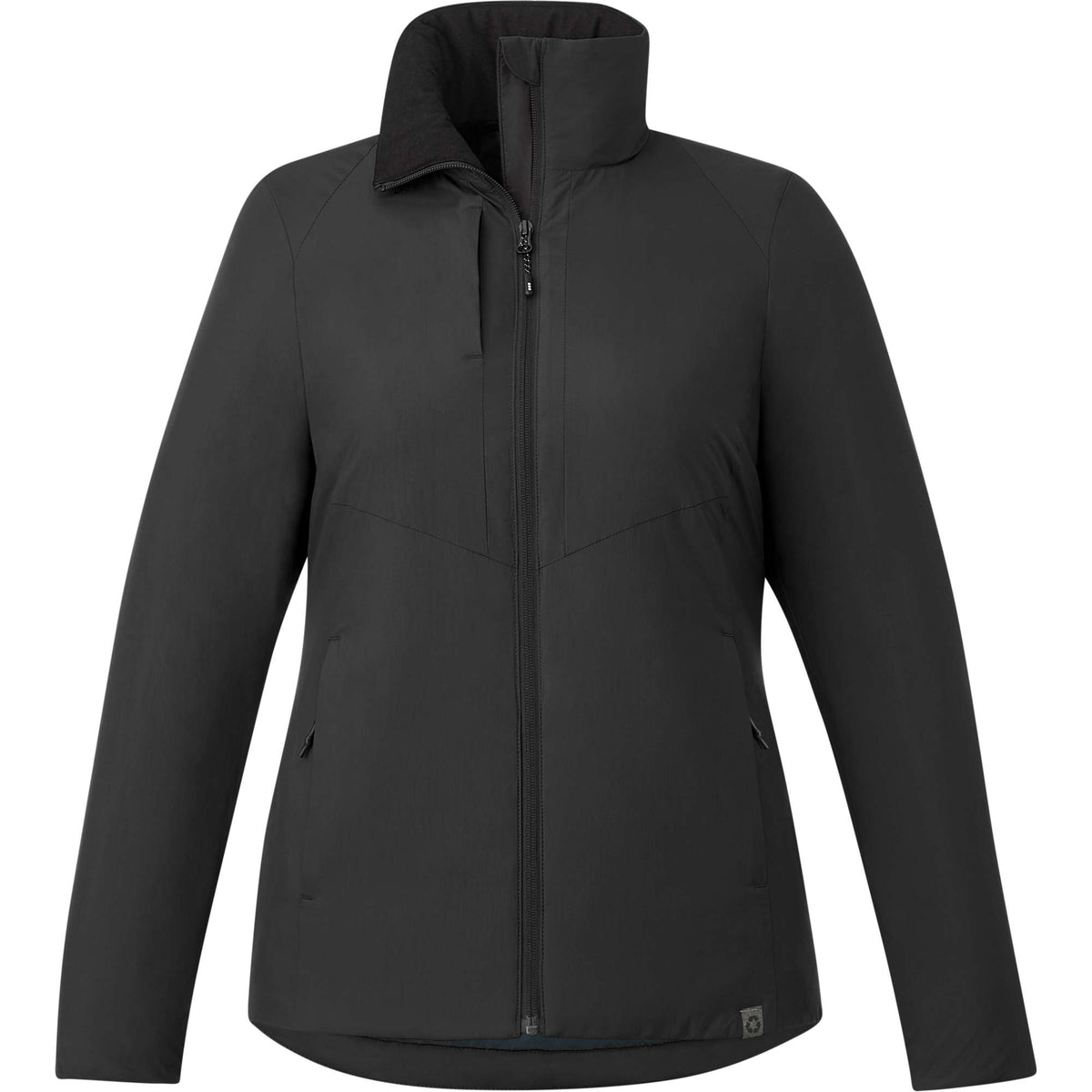 Kyes Packable Insulated Jacket in Recycled Nylon for Women Embroidery - Black - Front