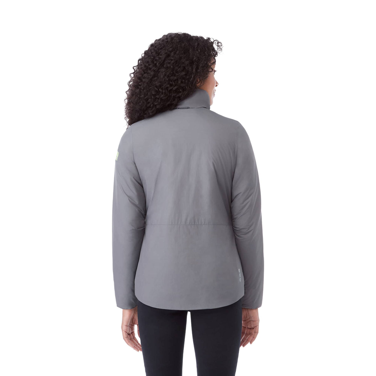 Kyes Packable Insulated Jacket in Recycled Nylon for Women Embroidery - Steel Grey - Back On Model