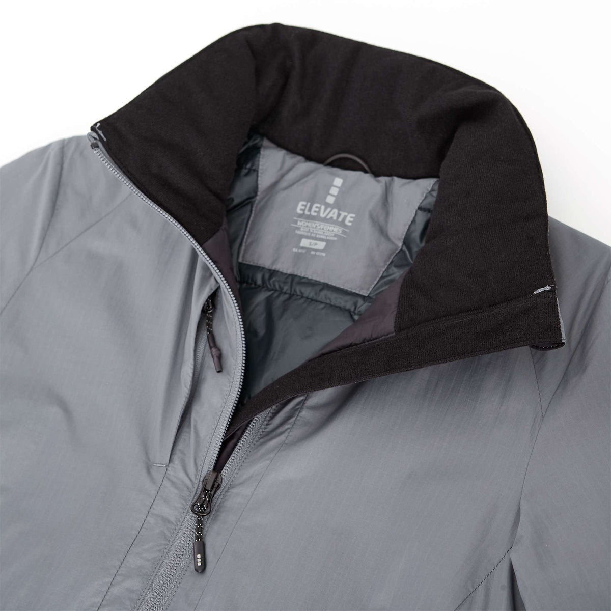 Kyes Packable Insulated Jacket in Recycled Nylon for Women Embroidery - Steel Grey - Collar