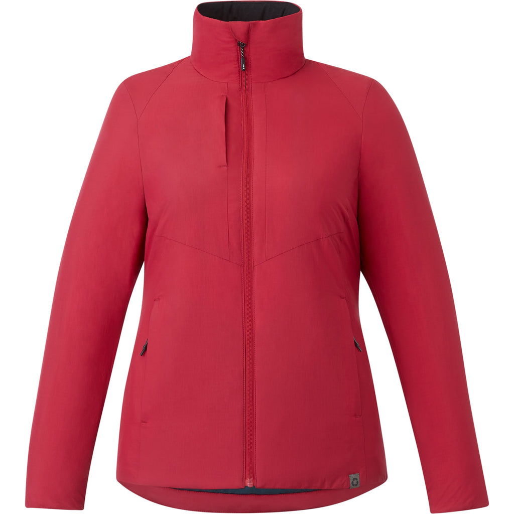 Kyes Packable Insulated Jacket in Recycled Nylon for Women Embroidery - Vintage Red - Front 2