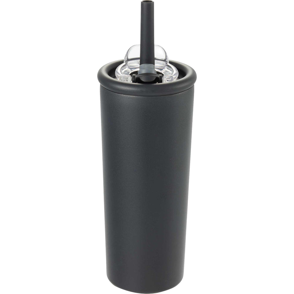 Kyser Tumbler with Straw and Dual Lid, 20 oz Full Color - Black - Back 2