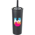 Kyser Tumbler with Straw and Dual Lid, 20 oz Full Color - Black - Front