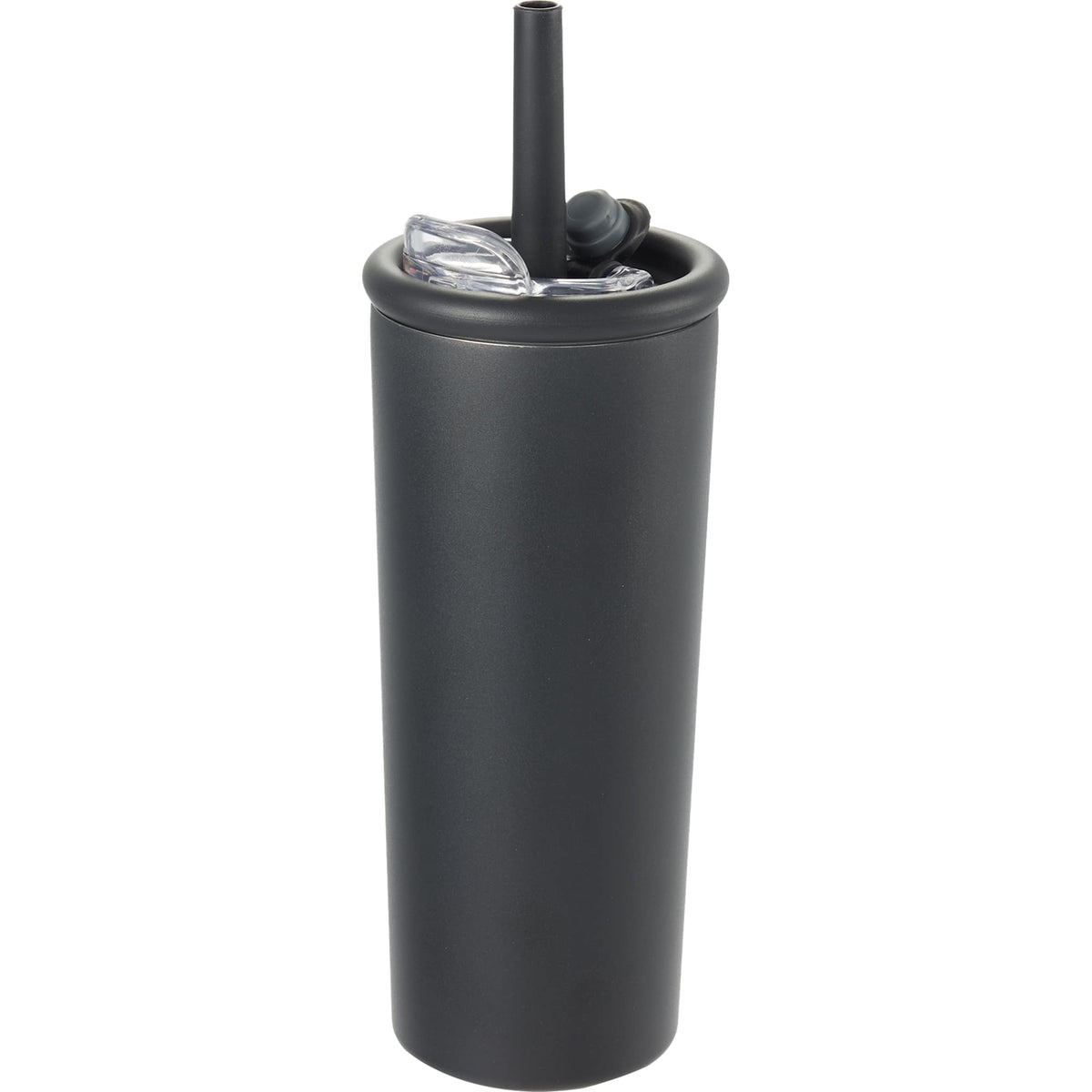 Kyser Tumbler with Straw and Dual Lid, 20 oz Full Color - Black - Left Angle 2