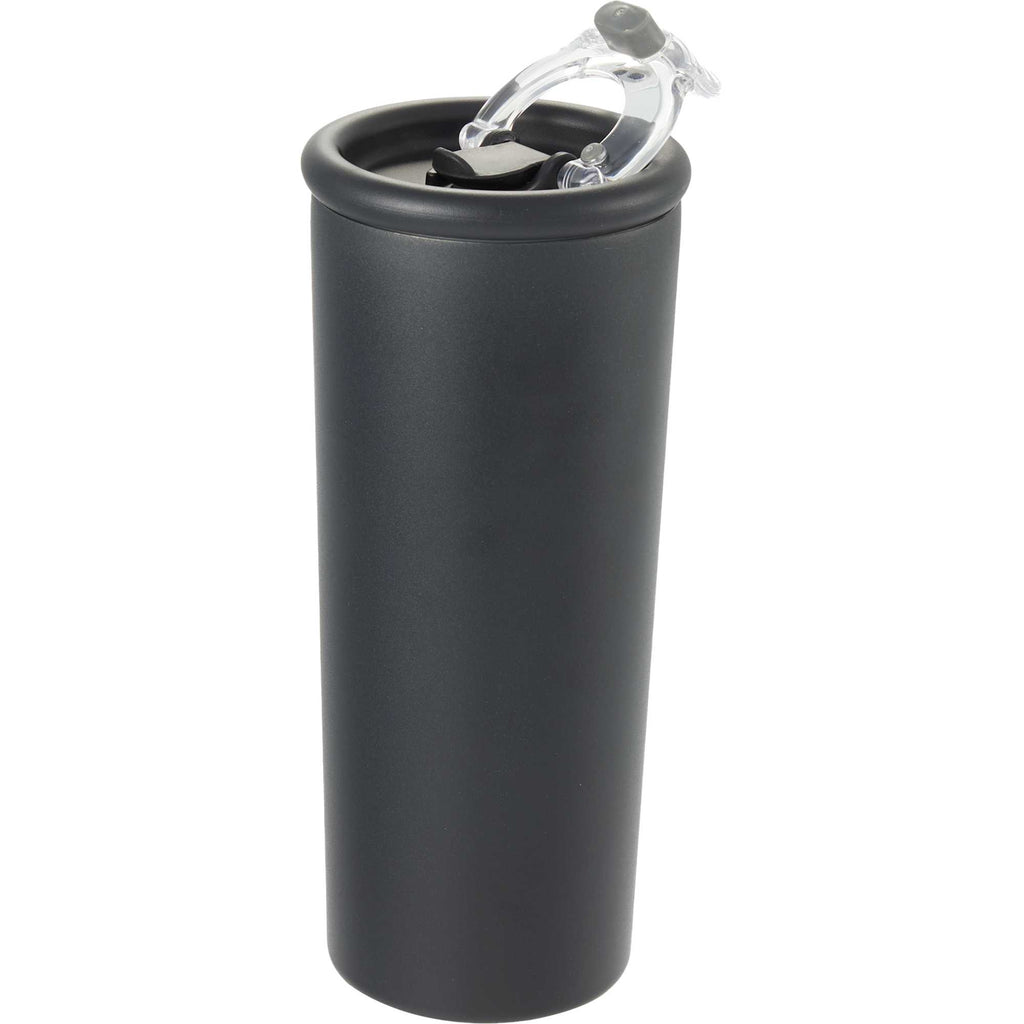 Kyser Tumbler with Straw and Dual Lid, 20 oz Full Color - Black - Left Angle