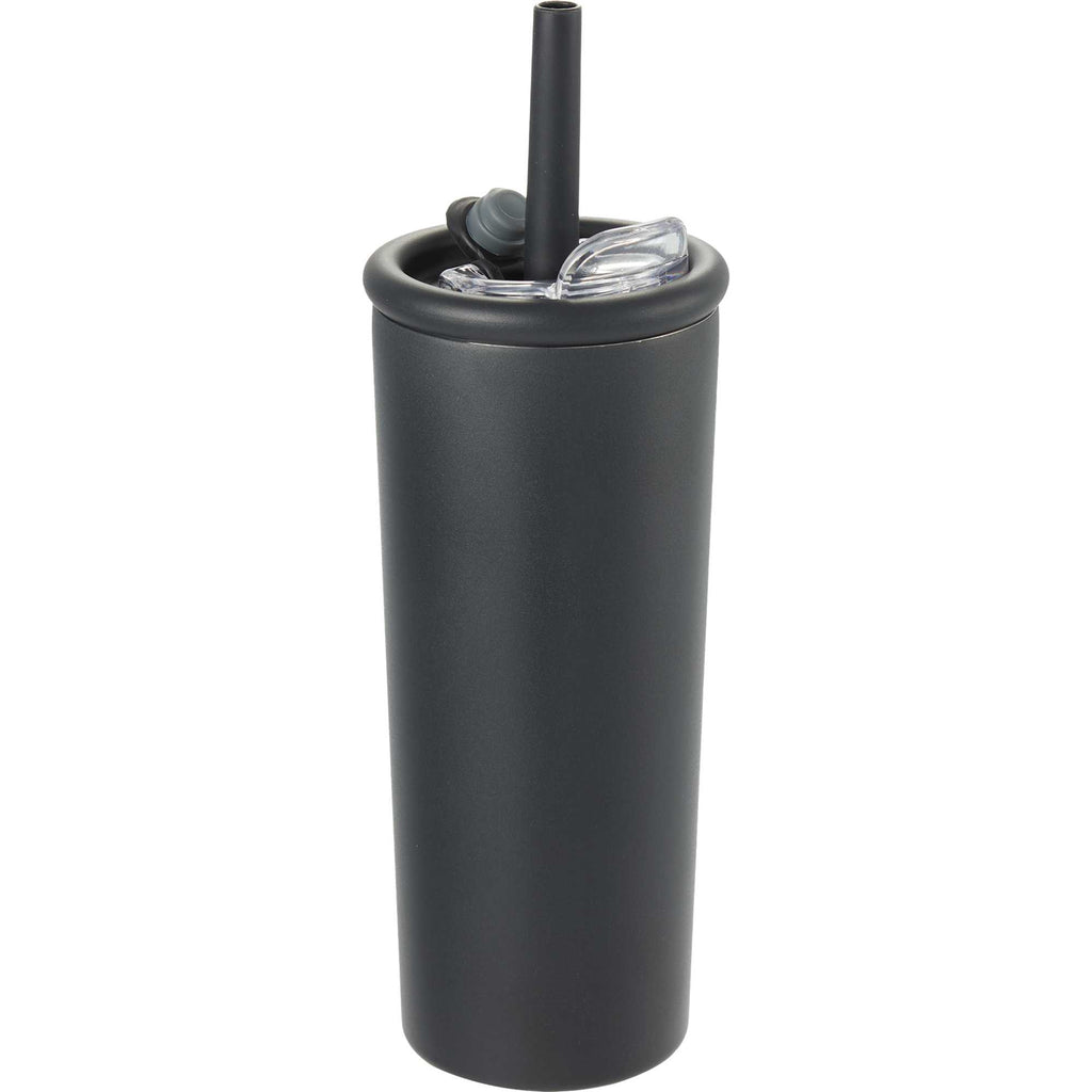 Kyser Tumbler with Straw and Dual Lid, 20 oz Full Color - Black - Right Angle 2